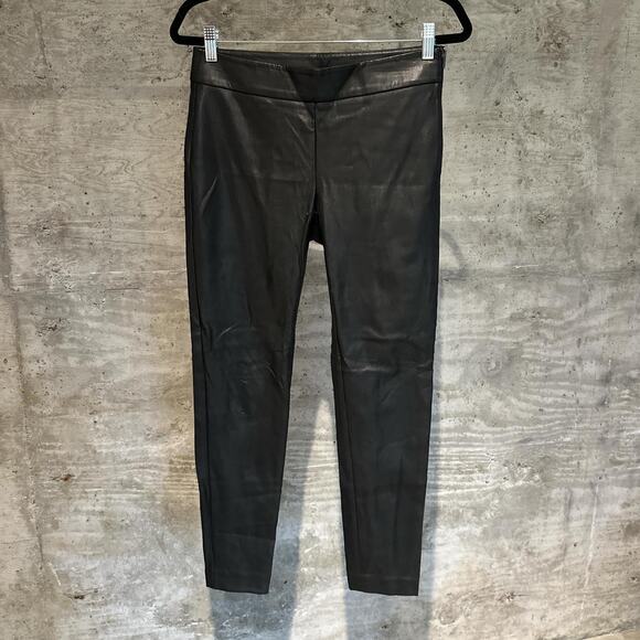 Ann Taylor Size 0 Black pleather skinny pants - Picture 1 of 4